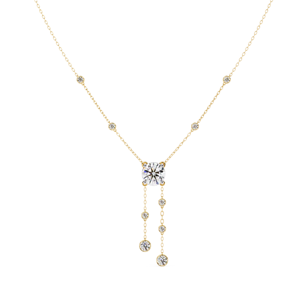 Charleston Bezel Set Round Cubic Zirconia Drop Necklace